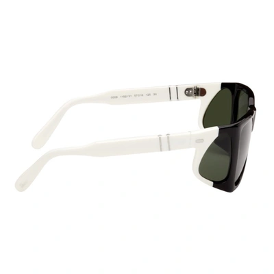 Shop Jw Anderson Black & White Persol Edition Wide Frame Sunglasses In 115231 Black