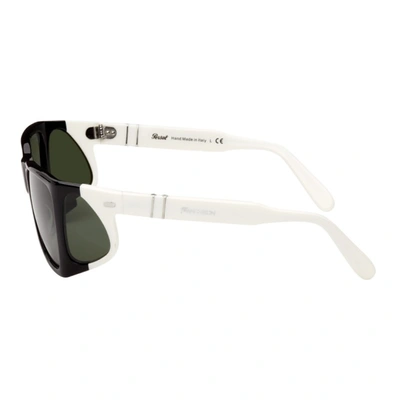 Shop Jw Anderson Black & White Persol Edition Wide Frame Sunglasses In 115231 Black