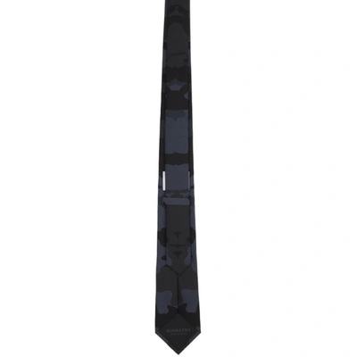Shop Burberry Navy Silk Camouflage Jacquard Tie In Navy Stone