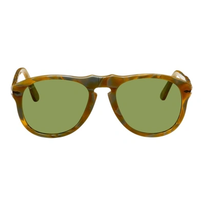 Shop Jw Anderson Orange & Grey Persol Edition Aviator Sunglasses In 11464e Green Spotted