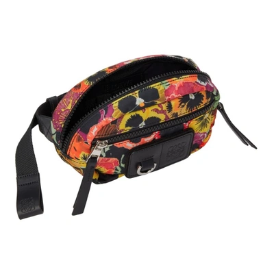 Shop Loewe Multicolor Pansies Small Round Belt Bag In 1489 Black/multicolo