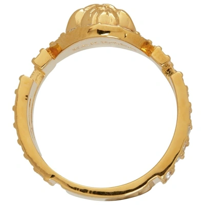 Shop Versace Gold Crystal Icon Medusa Ring In D01o Gold