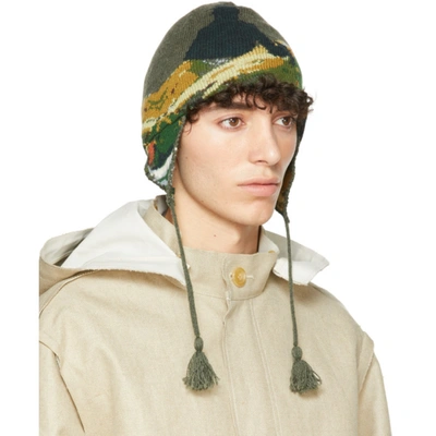 Shop Undercover Khaki Jacquard Beanie