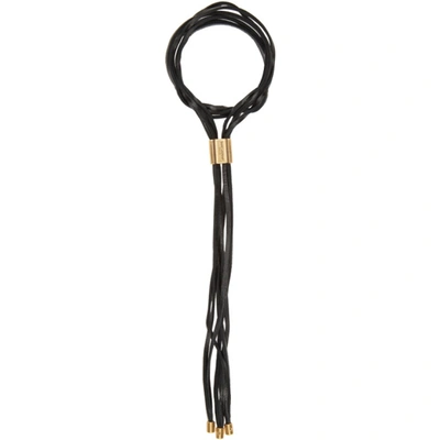 Shop Saint Laurent Black Leather String Bracelet In 1000 Black