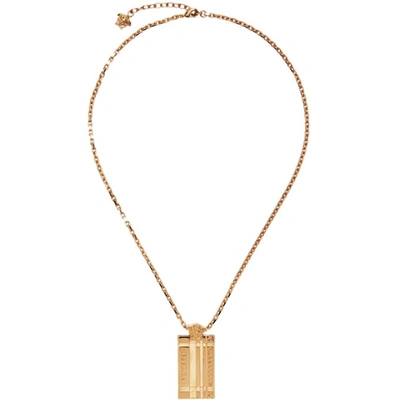 Shop Versace Gold Tartan Necklace In 3j000 Gold