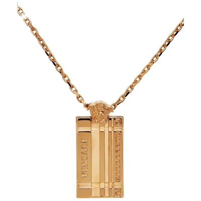 Shop Versace Gold Tartan Necklace In 3j000 Gold