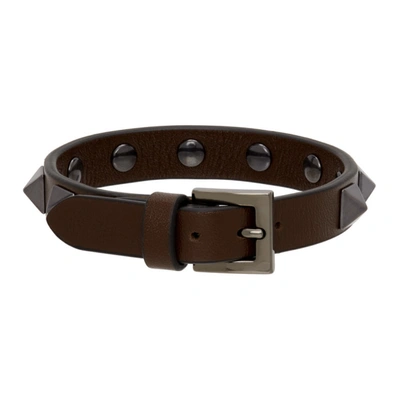 Shop Valentino Brown Rockstud Bracelet In Kg8 Fondant