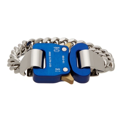 Shop Alyx Silver & Blue Classic Chainlink Bracelet In Silver/bluemty0001