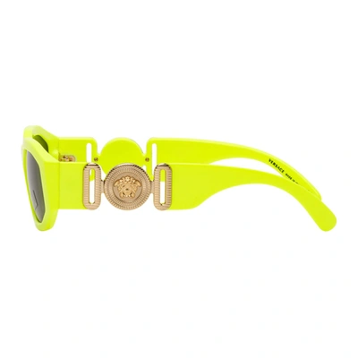 Shop Versace Yellow Large Framed Sunglasses