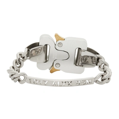 Shop Alyx Silver Buckle Bracelet In Silvergry0002