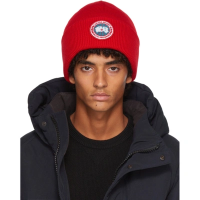 Canada Goose Red Arctic Disc Beanie | ModeSens