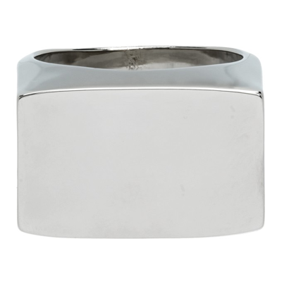 Shop Dries Van Noten Silver Rectangle Flat Top Ring In 952 Silver