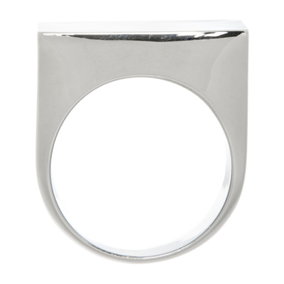 Shop Dries Van Noten Silver Rectangle Flat Top Ring In 952 Silver