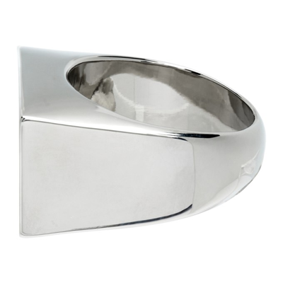 Shop Dries Van Noten Silver Rectangle Flat Top Ring In 952 Silver