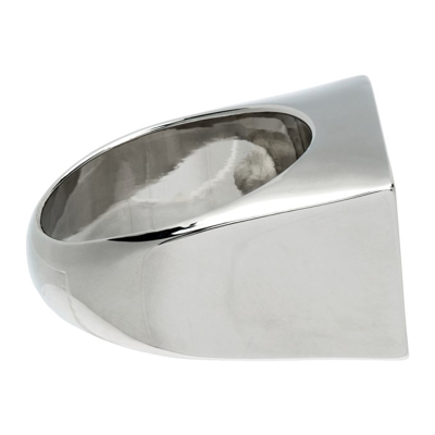 Shop Dries Van Noten Silver Rectangle Flat Top Ring In 952 Silver