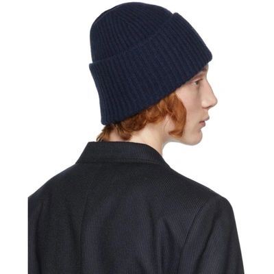 Shop Acne Studios Navy Wool Patch Beanie