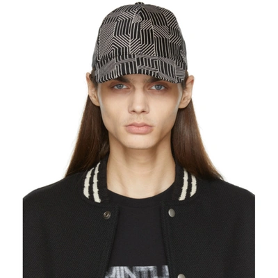 Shop Saint Laurent Black & Off-white Labyrinth Baseball Cap In 1078 Black/ivory