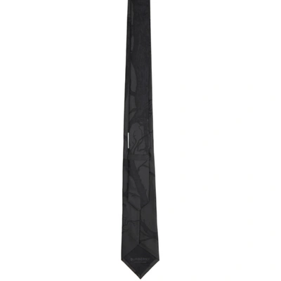 Shop Burberry Black Silk Jacquard Elm Classic Cut Tie