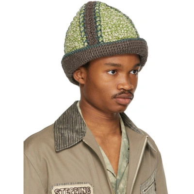 Shop Nicholas Daley Green & Brown Hand-crochet Bucket Hat In Green/brown