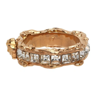 Shop Versace Gold Medusa Crystal Ring In 4j090 Gold