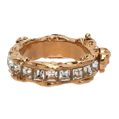 Shop Versace Gold Medusa Crystal Ring In 4j090 Gold