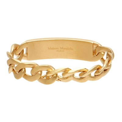 Shop Maison Margiela Gold Semi-polished Chain Id Bracelet In 950 Yellow Gold Plat