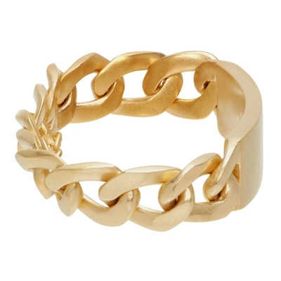 Shop Maison Margiela Gold Semi-polished Chain Id Bracelet In 950 Yellow Gold Plat