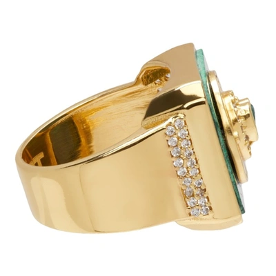 Shop Veert Gold & Green Signature Malachite Ring In Gold/green