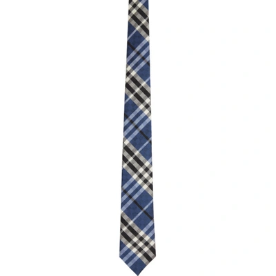 Shop Burberry Blue Silk Check Jacquard Modern Cut Tie In Ink Navy