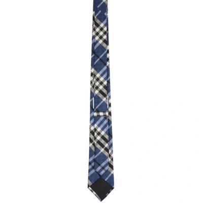 Shop Burberry Blue Silk Check Jacquard Modern Cut Tie In Ink Navy