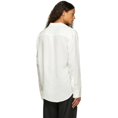 Sulvam White & Silver Rayon Open Collar Shirt | ModeSens