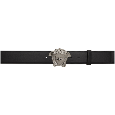 Shop Versace Black & Silver 'la Medusa' Belt In 1b00e Black