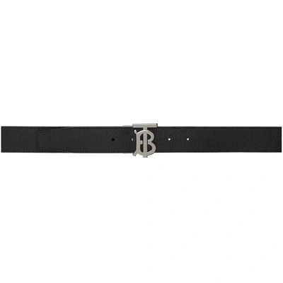 Shop Burberry Reversible Black & Brown Monogram Motif Belt In Black/tan