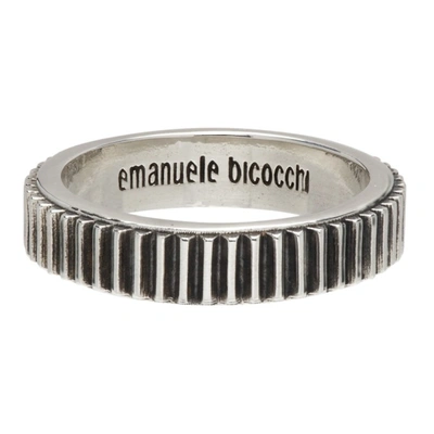 Shop Emanuele Bicocchi Silver Serrated Band Ring