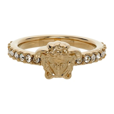Shop Versace Gold Crystal Medusa Ring In D0oc Gold