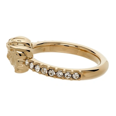Shop Versace Gold Crystal Medusa Ring In D0oc Gold