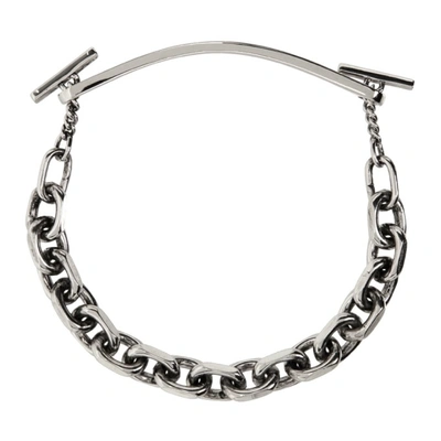 Shop Paul Smith Silver Id T-bar Bracelet In 82 Silver