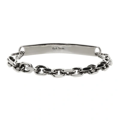 Shop Paul Smith Silver Id T-bar Bracelet In 82 Silver