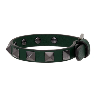 Shop Valentino Green Rockstud Bracelet In Js8 English Green