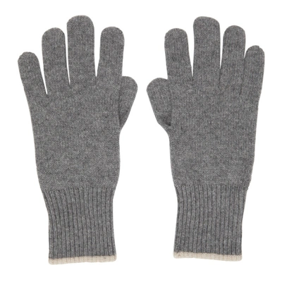 Shop Brunello Cucinelli Grey Cashmere Gloves In Cg316 Grey