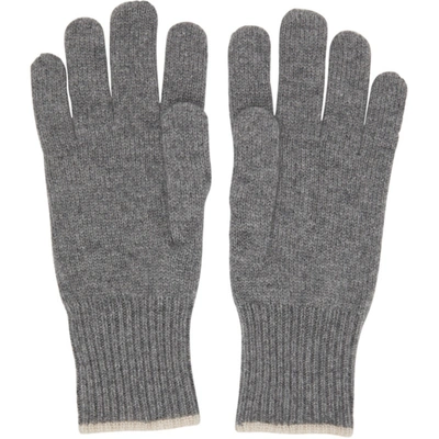 Shop Brunello Cucinelli Grey Cashmere Gloves In Cg316 Grey