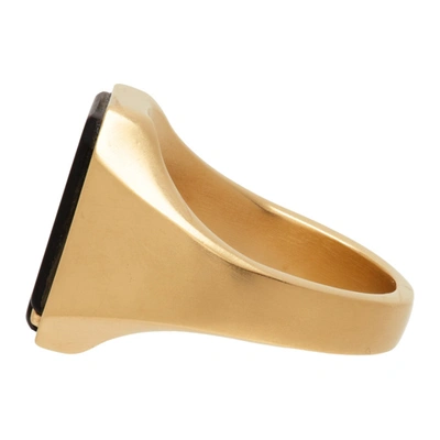 Shop Maison Margiela Gold & Black Signet Ring In 967 Silver