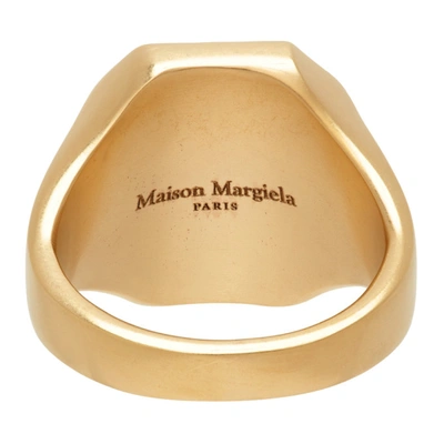 Shop Maison Margiela Gold & Black Signet Ring In 967 Silver