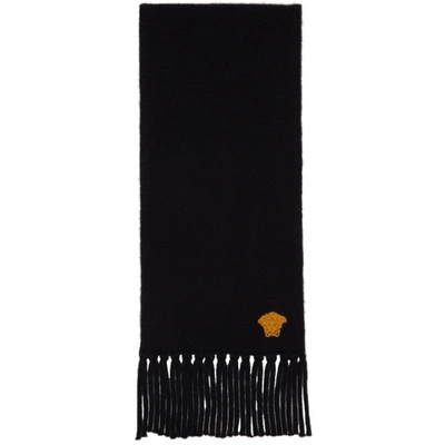 Shop Versace Black Cashmere Medusa Scarf In 1b000 Black