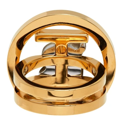 Shop Burberry Gold Circle Tb Signet Ring In Light Gold