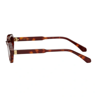 Shop Han Kjobenhavn Red & Tortoiseshell Banks Sunglasses In Amber Tortoise