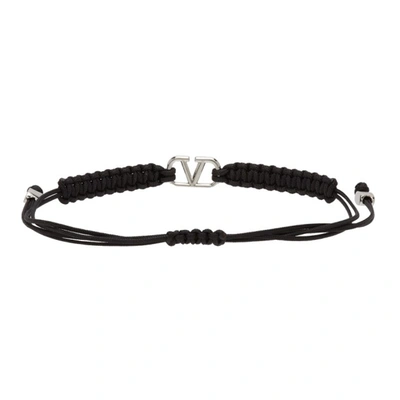 Shop Valentino Black Vlogo Bracelet In 0no Nero