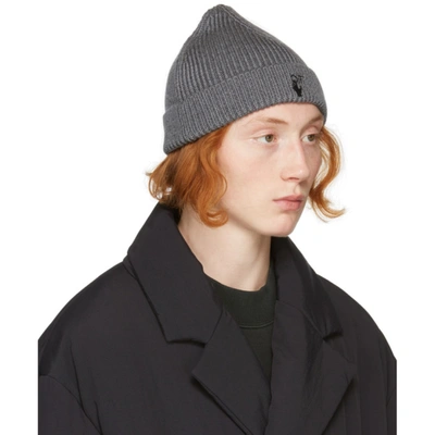 Shop Off-white Grey Wool Hand Off Beanie In Grey/black