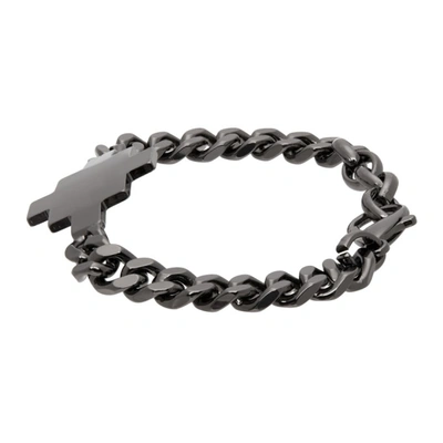 Shop Marcelo Burlon County Of Milan Gunmetal Cross Bracelet In Black