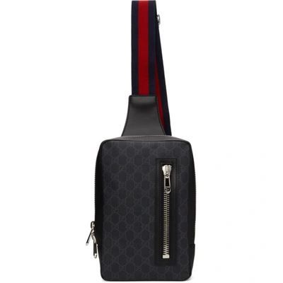 Shop Gucci Black & Grey Gg Supreme Belt Bag In 1095 Black/ne/ne/ne/
